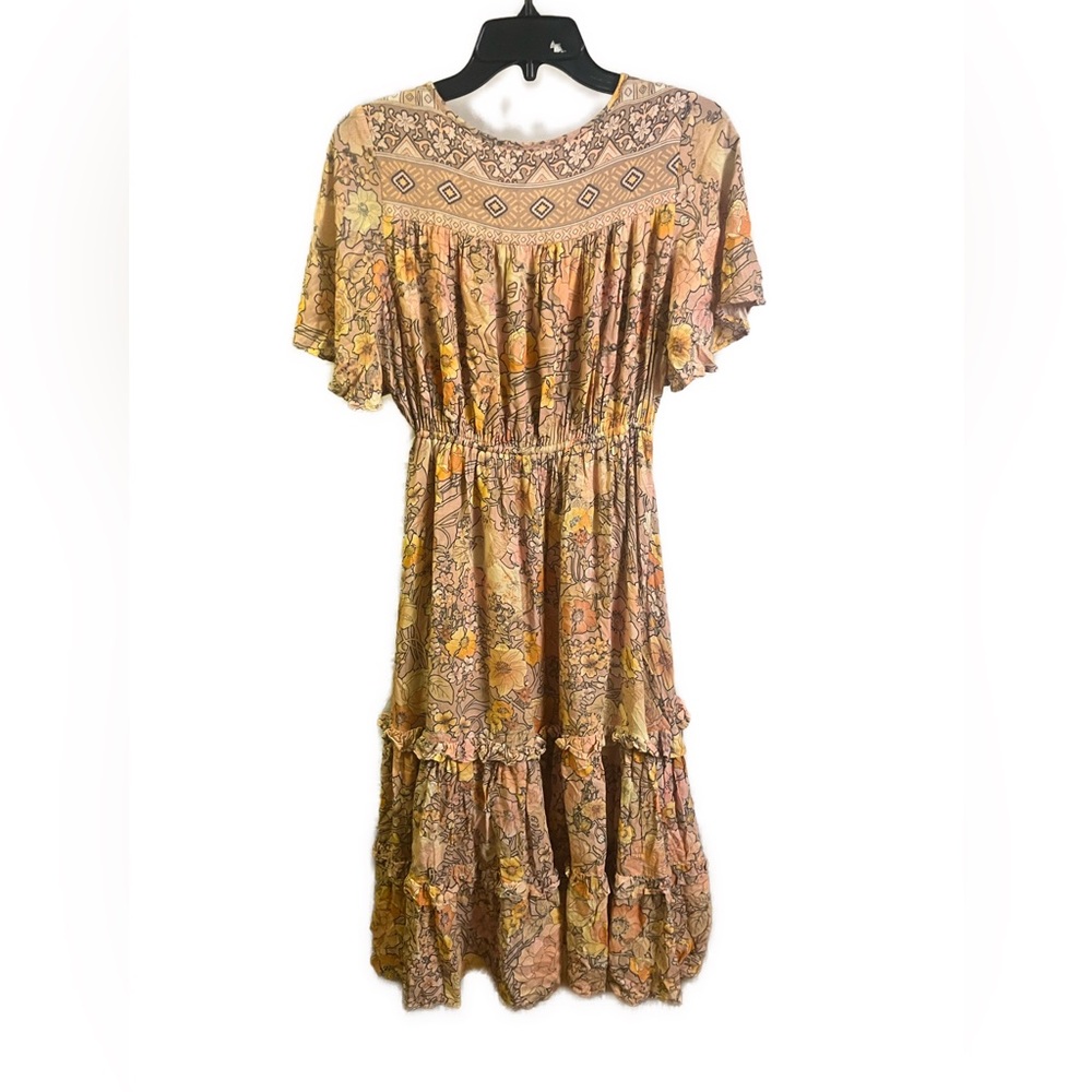 Spell & The Gypsy Amethyst Garden Party Blush‎ Tiered Floral Midi Dress- Size XS - Picture 5 of 10